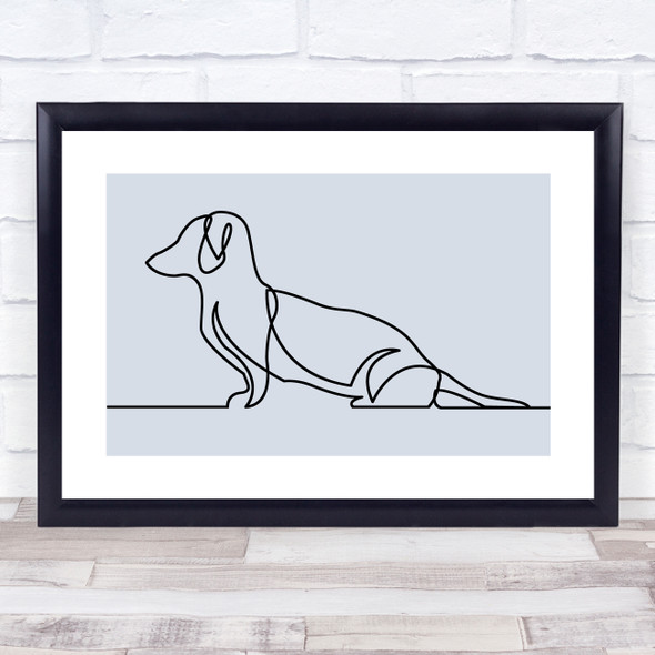 Block Colour Line Art Daschund Dog Decorative Wall Art Print