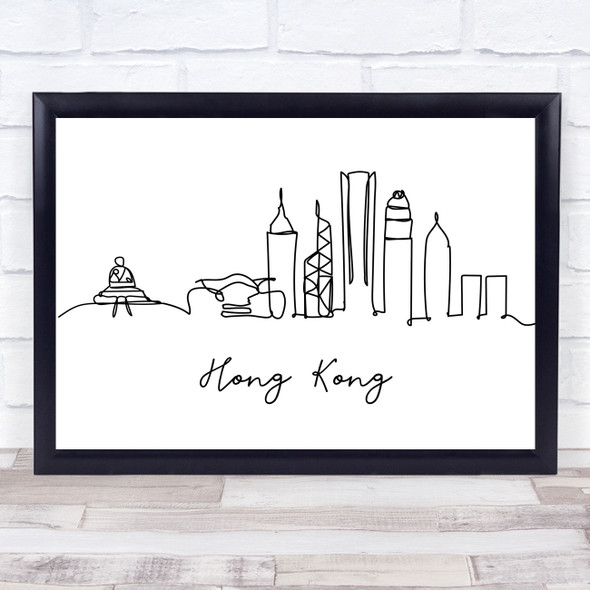 Black & White Line Art Hong Kong Decorative Wall Art Print