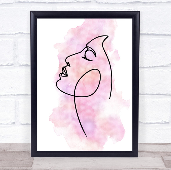 Watercolour Line Art Ladies Face Decorative Wall Art Print