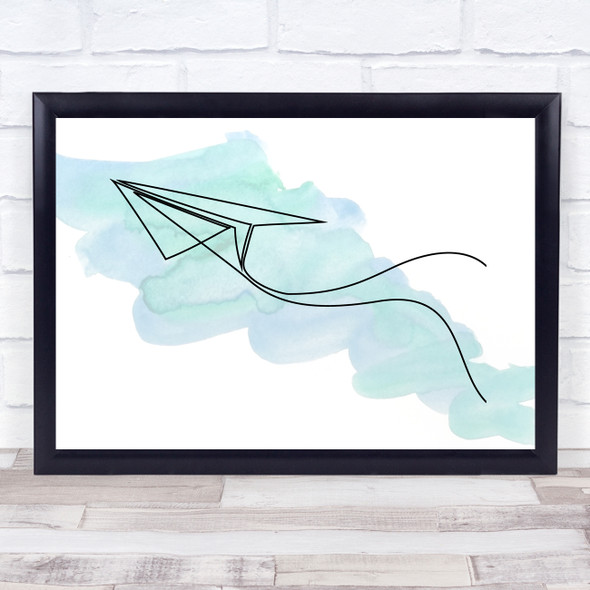 Watercolour Line Art Paper Plane Decorative Wall Art Print