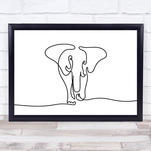 Black & White Line Art Elephant Decorative Wall Art Print