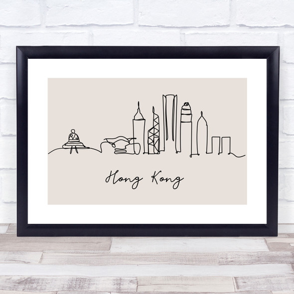 Block Colour Line Art Hong Kong Decorative Wall Art Print