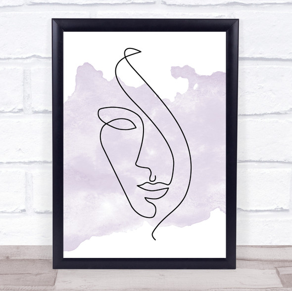 Watercolour Line Art Face Swirl Decorative Wall Art Print