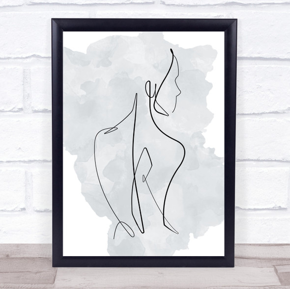 Watercolour Line Art Lady Back Decorative Wall Art Print