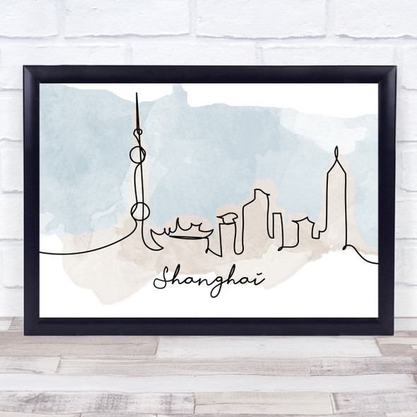 Watercolour Line Art Shanghai Decorative Wall Art Print