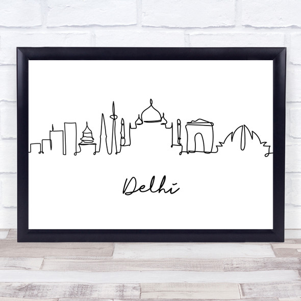 Black & White Line Art Delhi Decorative Wall Art Print