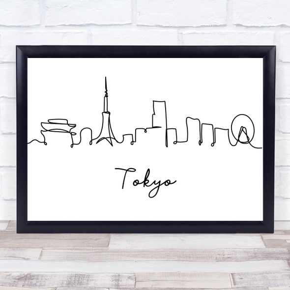 Black & White Line Art Tokyo Decorative Wall Art Print