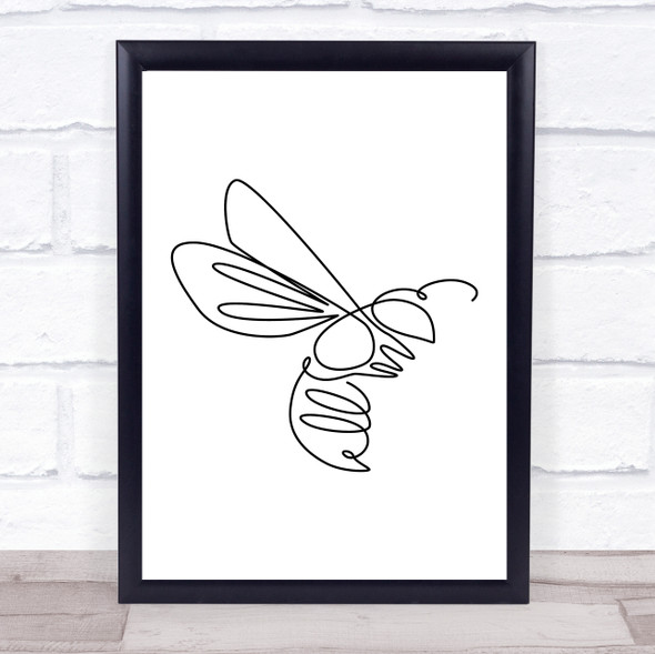 Black & White Line Art Wasp Decorative Wall Art Print