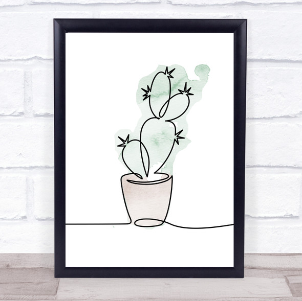 Watercolour Line Art Cactus Decorative Wall Art Print