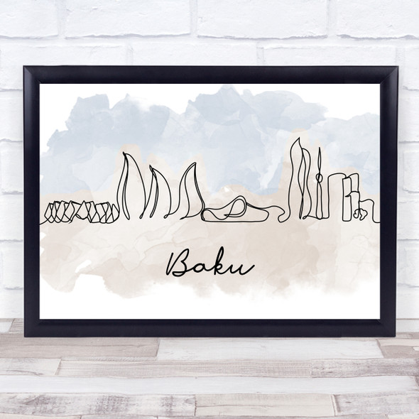 Watercolour Line Art Baku Decorative Wall Art Print