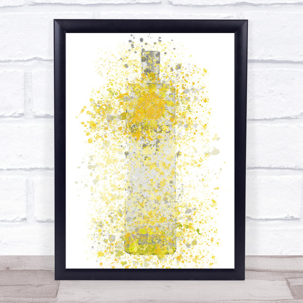 Watercolour Splatter French Frost Vodka Bottle Pineapple Wall Art Print