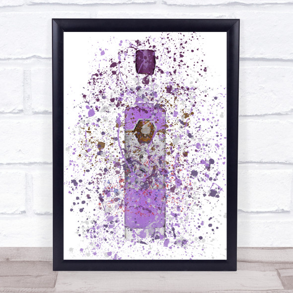 Watercolour Splatter Sweet Violet Gin Bottle Decorative Wall Art Print