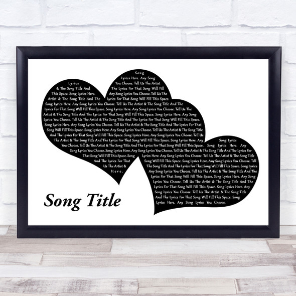 Aerosmith I Don't Want To Miss A Thing Landscape Black & White Two Hearts Song Lyric Print - Or Any Song You Choose