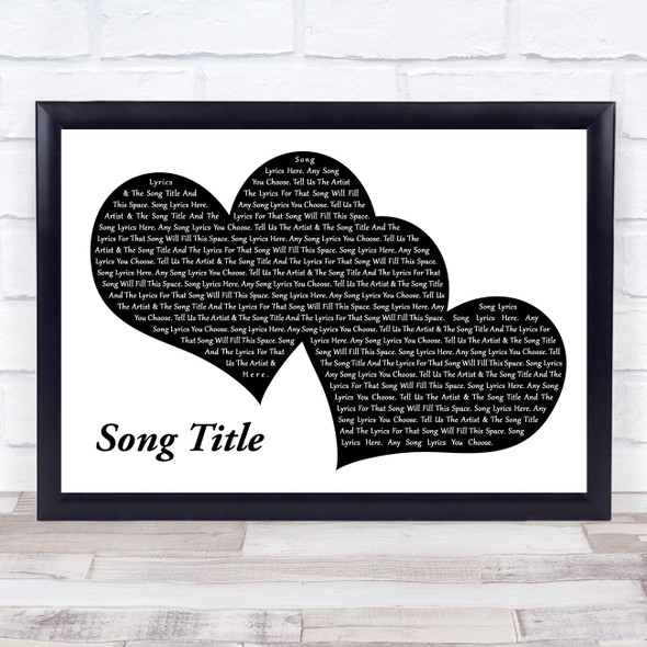 Calum Scott Dancing On My Own Landscape Black & White Two Hearts Song Lyric Print - Or Any Song You Choose