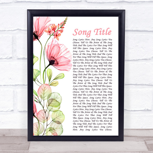 Elton John Empty Garden Floral Poppy Side Script Song Lyric Print - Or Any Song You Choose