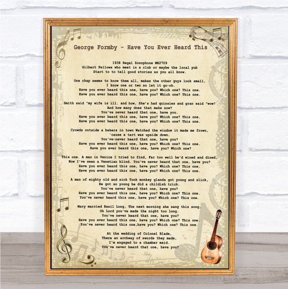 George Formby Have You Ever Heard This One Vintage Guitar Song Lyric Print