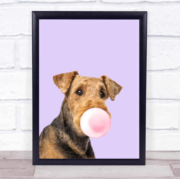 Airedale Terrier Colour Dog Purple Pink Gum Wall Art Print