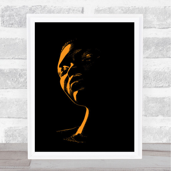 Black Lives Matter Golden Orange Silhouette Male Side View Tilt Wall Art Print