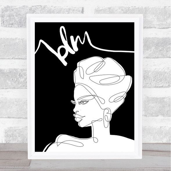 Black Lives Matter Line Drawing African Female Black Wall Art Print