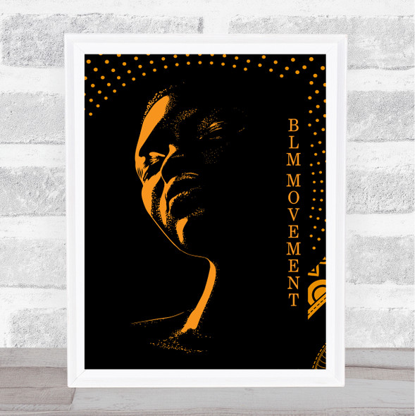 Black Lives Matter Movement Golden Orange Silhouette Wall Art Print