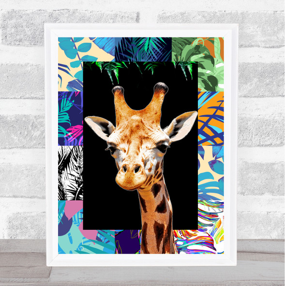 Giraffe Jungle Squares Wall Art Print