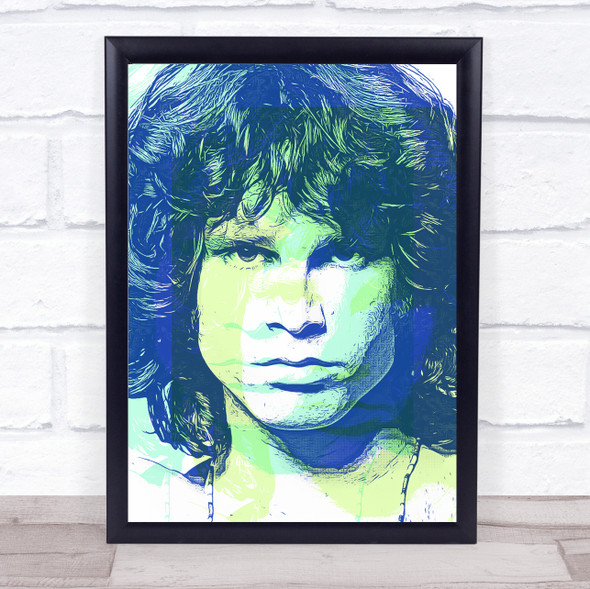 Jim Morrison Blue Green Screen Print Funky Wall Art Print