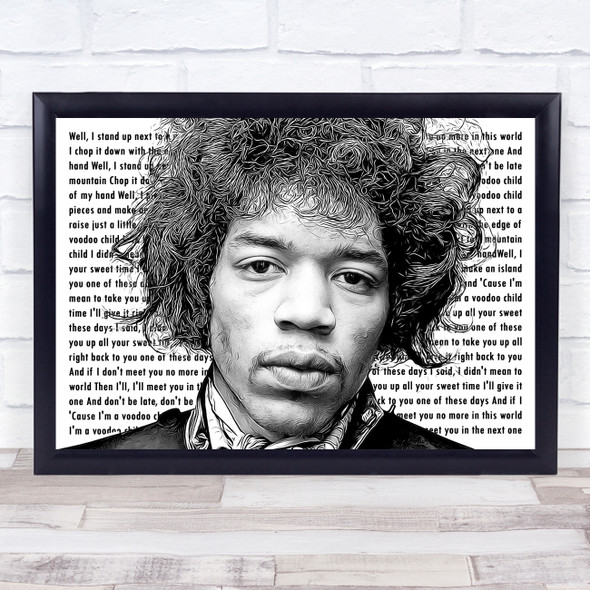 Jimi Hendrix Electric Graphic Line Voodoo Funky Wall Art Print