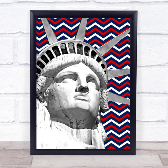 Statue Of Liberty American Clouds & Zigzags Punk Wall Art Print