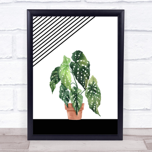 Watercolour Plant & Stripes Wall Art Print