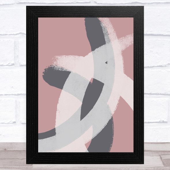 Grey & Taupe Pink Dusky Abstract Strokes Style 1 Wall Art Print