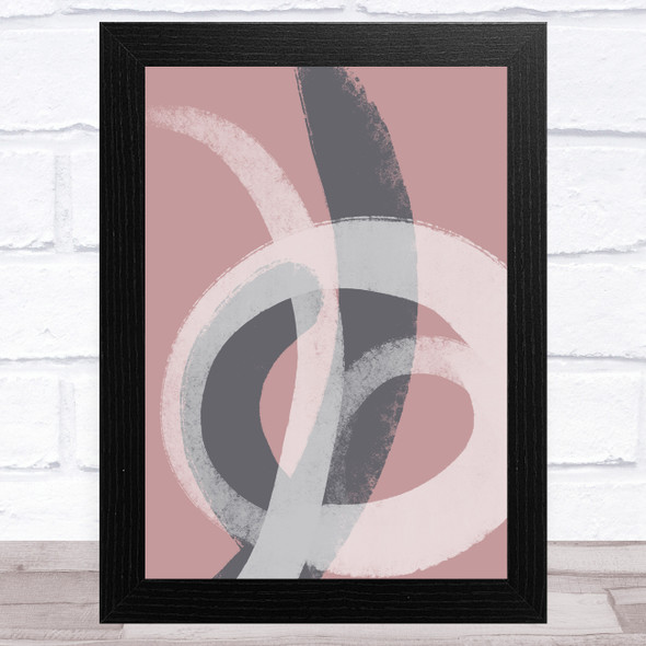 Grey & Taupe Pink Dusky Abstract Strokes Style 2 Wall Art Print