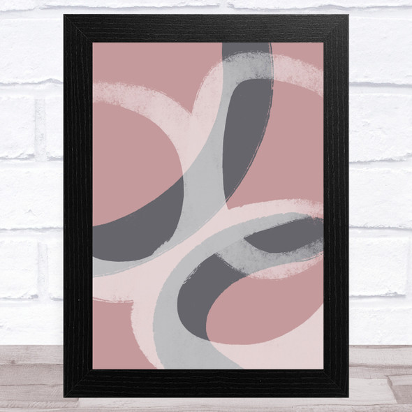 Grey & Taupe Pink Dusky Abstract Strokes Style 3 Wall Art Print