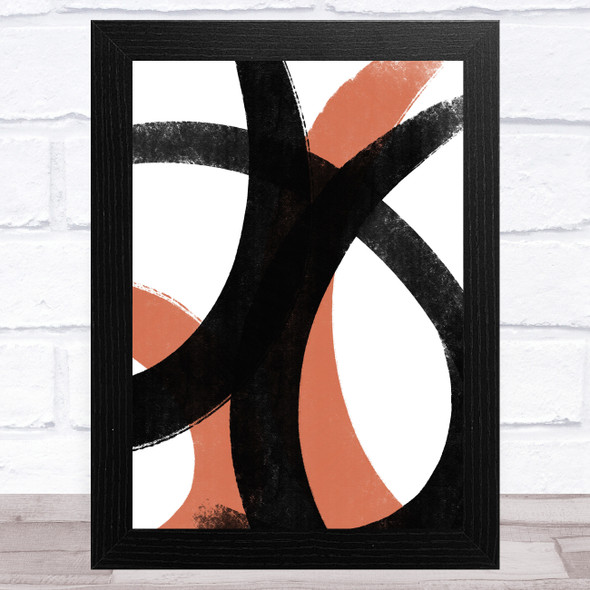 Black And Red Abstract Strokes Style 2 Wall Art Print
