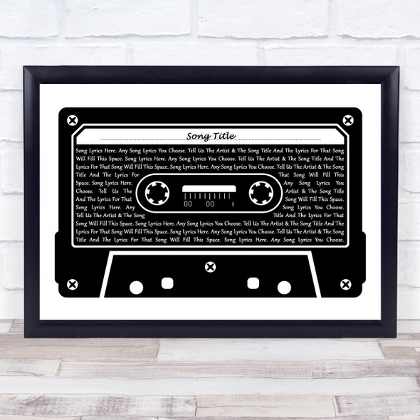 Steely Dan Deacon Blues Black & White Music Cassette Tape Song Lyric Music Art Print - Or Any Song You Choose