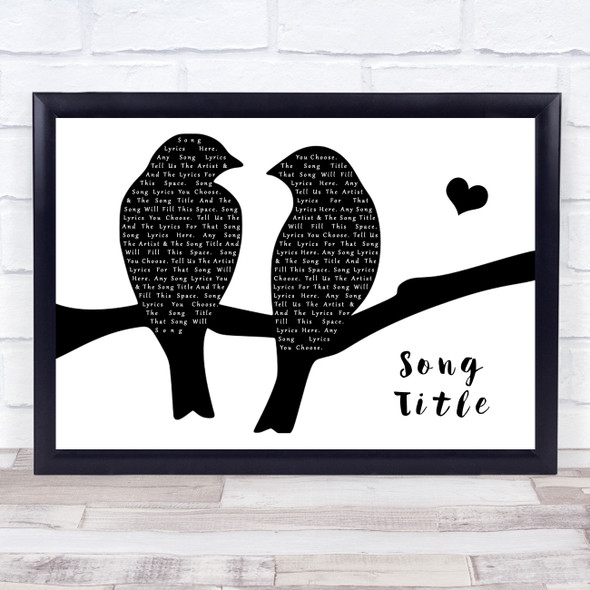 Ed Sheeran Thinking Out Loud Lovebirds Black & White Song Lyric Music Art Print - Or Any Song You Choose