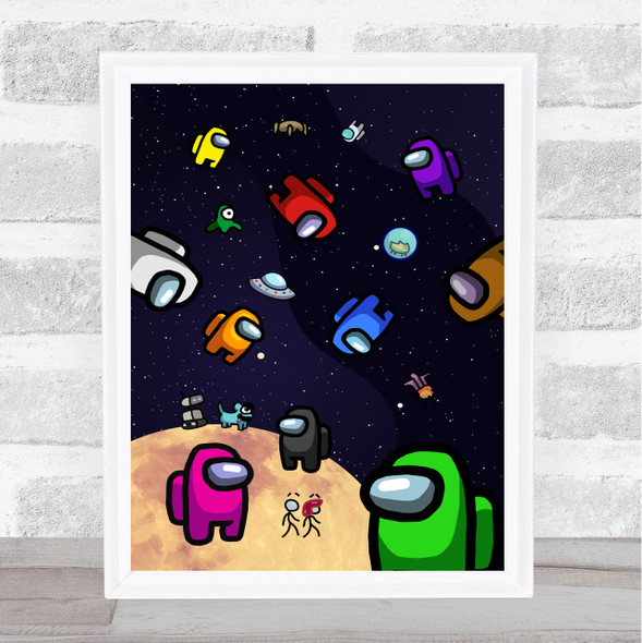 Among Us Characters & Pets In Space Children's Kids Wall Art Print