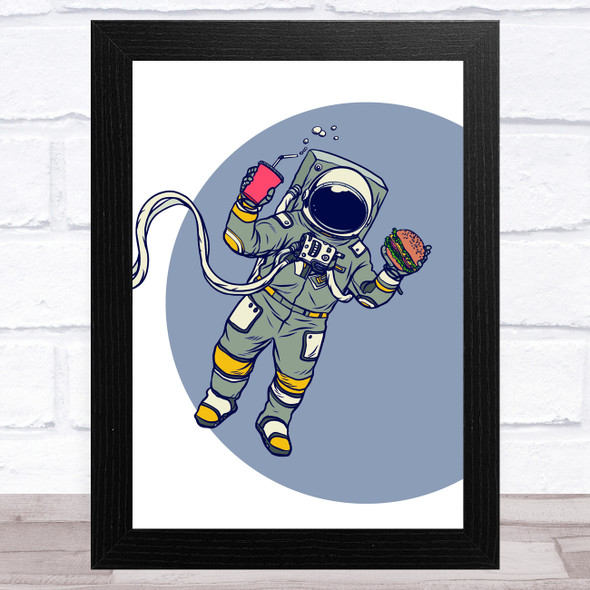 Astronaut Floating Fast Food Children's Kids Wall Art Print
