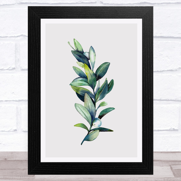 Branch With Berries Taupe Home Wall Art Print