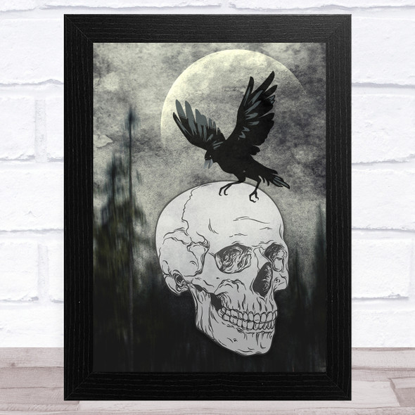 Raven Skull Gothic Home Wall Art Print