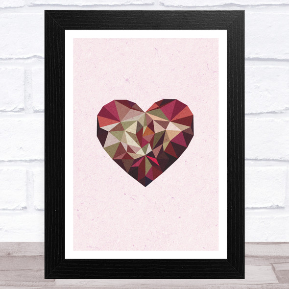 Geometric Heart On Pink Background Home Wall Art Print