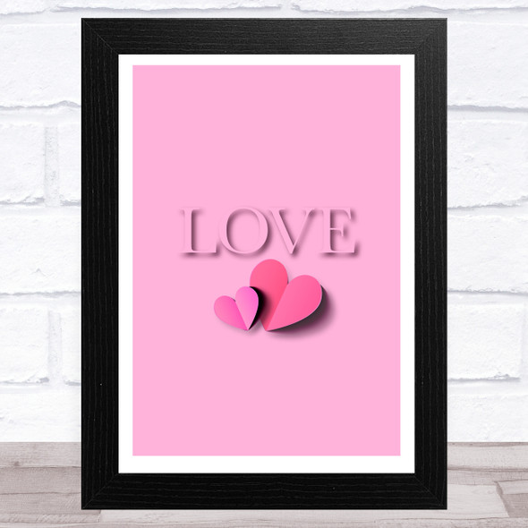 Love Word With Hearts Sugar Pink Home Wall Art Print