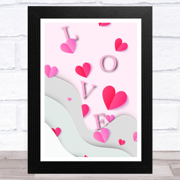 Floating Letters With Hearts Home Wall Art Print