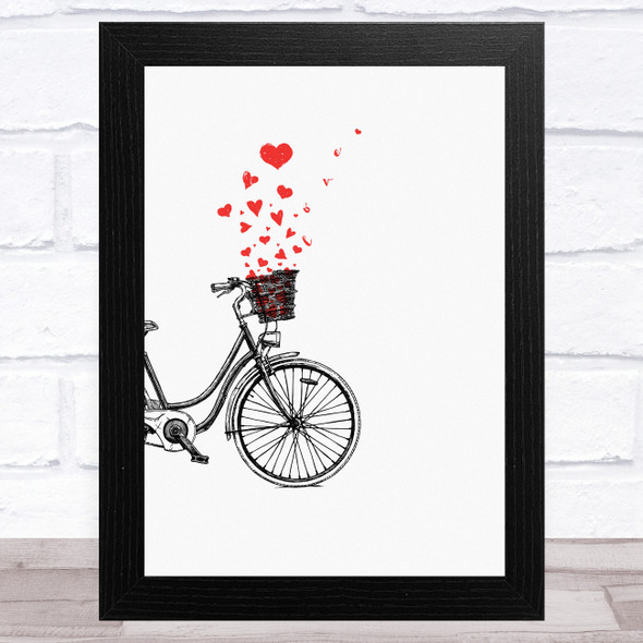 Vintage Bike With Hearts Home Wall Art Print