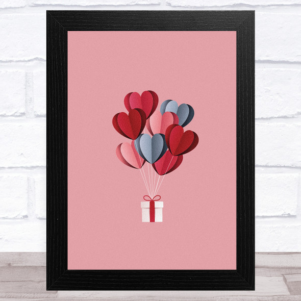 Hearts Balloons Gift Home Wall Art Print