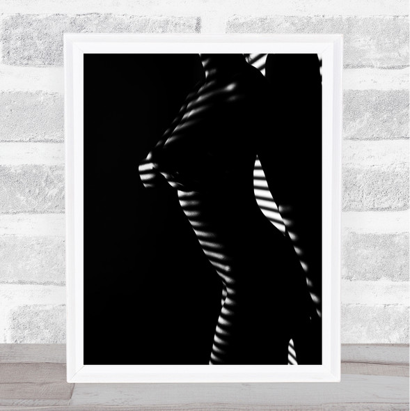 Nude Woman With Black And White Line Blur Home Wall Art Print