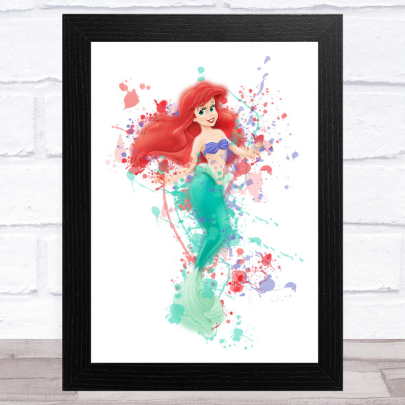 Mermaid Ariel Disney Splatter Art Children's Kids Wall Art Print