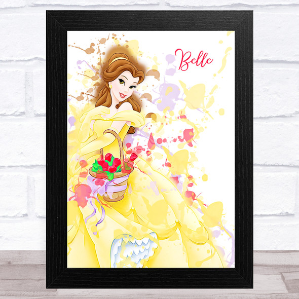 Belle Name Disney Splatter Art Children's Kids Wall Art Print