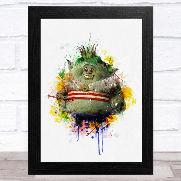 Trolls Green Watercolour Splatter Children's Kid's Wall Art Print