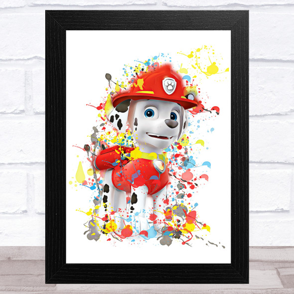 Paw Patrol Marshall Splatter Art Children's Kid's Wall Art Print