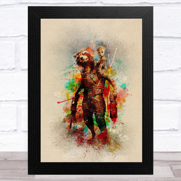 Rocket Raccoon And Groot Vintage Children's Kid's Wall Art Print